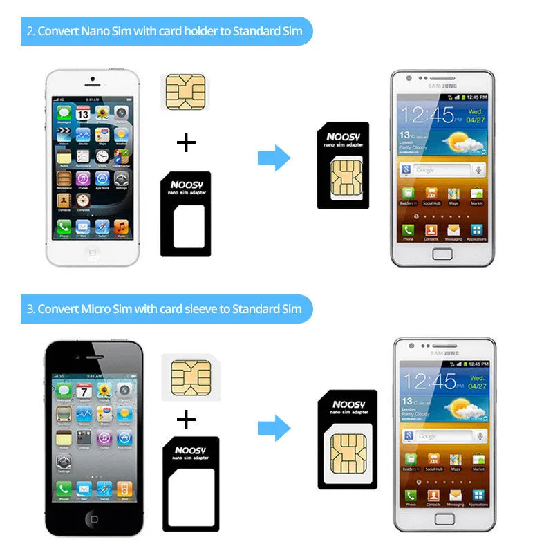 SIM Restore four-in-one adapter set with Nano to Micro and Standard converters plus SIM card ejector pin