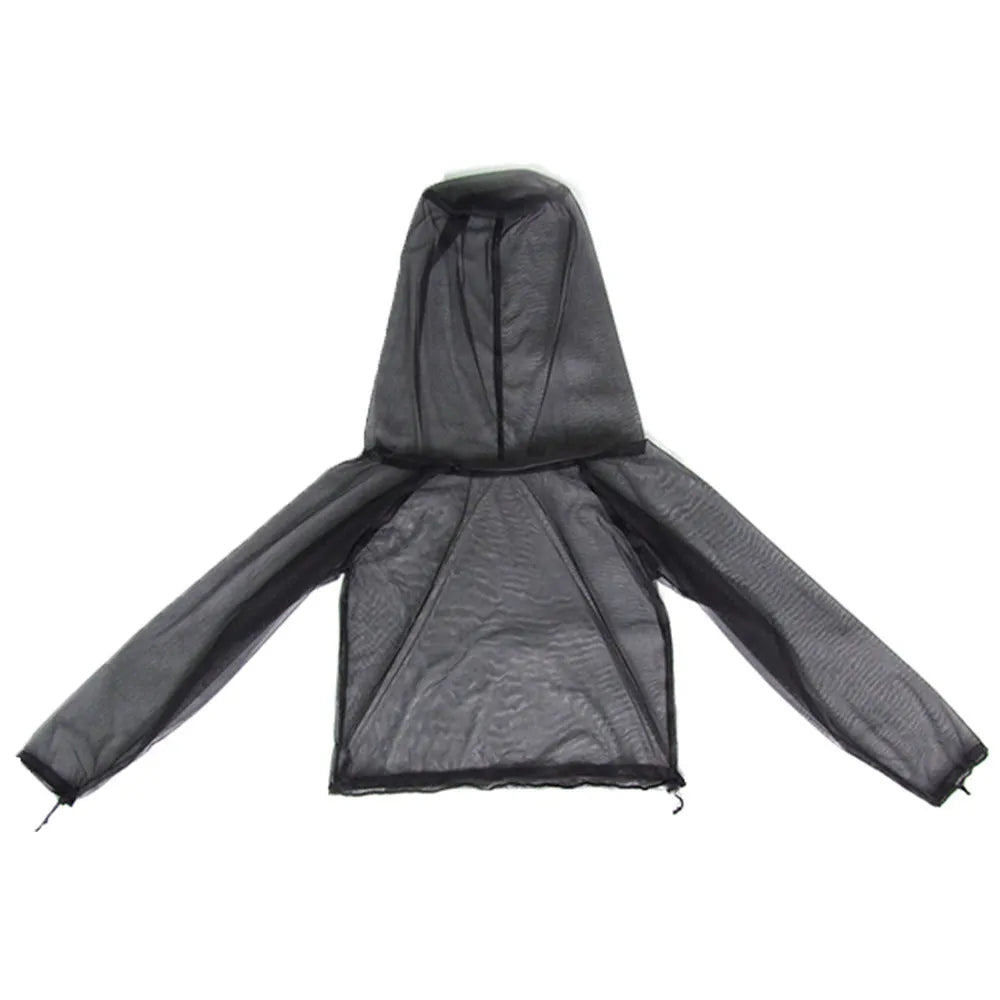 Solid colour mesh anti-mosquito suit set with hood, pants, and booties for outdoor wear