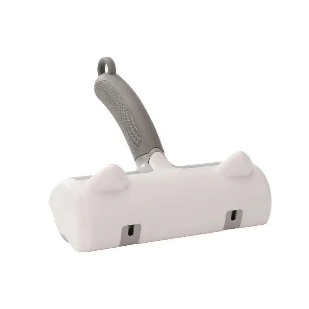 Two-way pet sticky hair roller brush with non-slip handle in gray or green for clothing and sofa cleaning