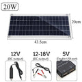 Portable polycrystalline silicon solar panel with dual USB charging ports for outdoor use.