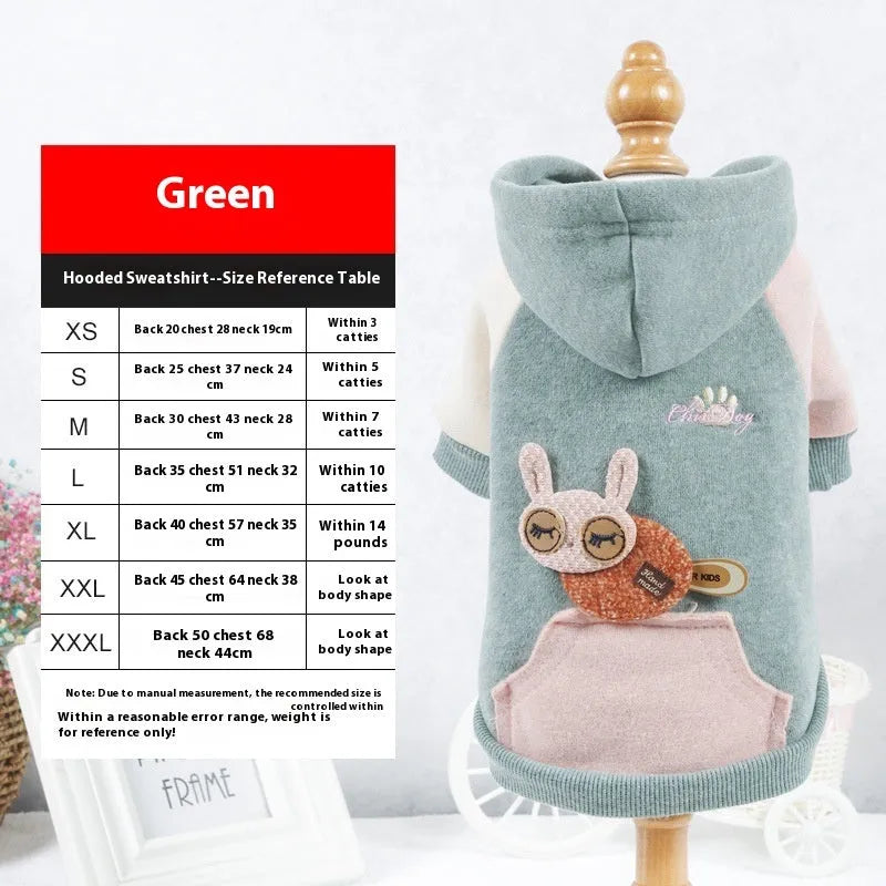 Brown cotton dog sweatshirt pet clothing shown on a canine model