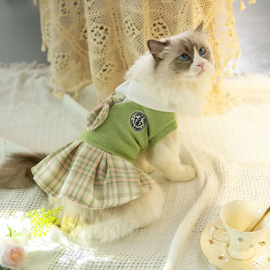 Polyester tartan skirt for dogs and cats in pink, blue and green colours
