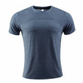 Men's red short-sleeved sports T-shirt made from polyester spandex fabric for running and basketball.