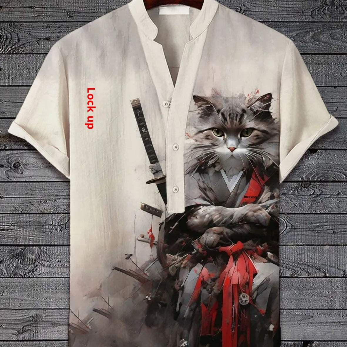 Men's 3D digital animal print short sleeve shirt in polyester fabric available in multiple colours