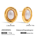 Stainless steel vintage pearl ear studs with electroplated JDE0305051 colour finish