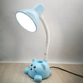 220V socket-powered LED desk lamp in blue or pink for dormitory, home office, and reading use with EU UK US plug options