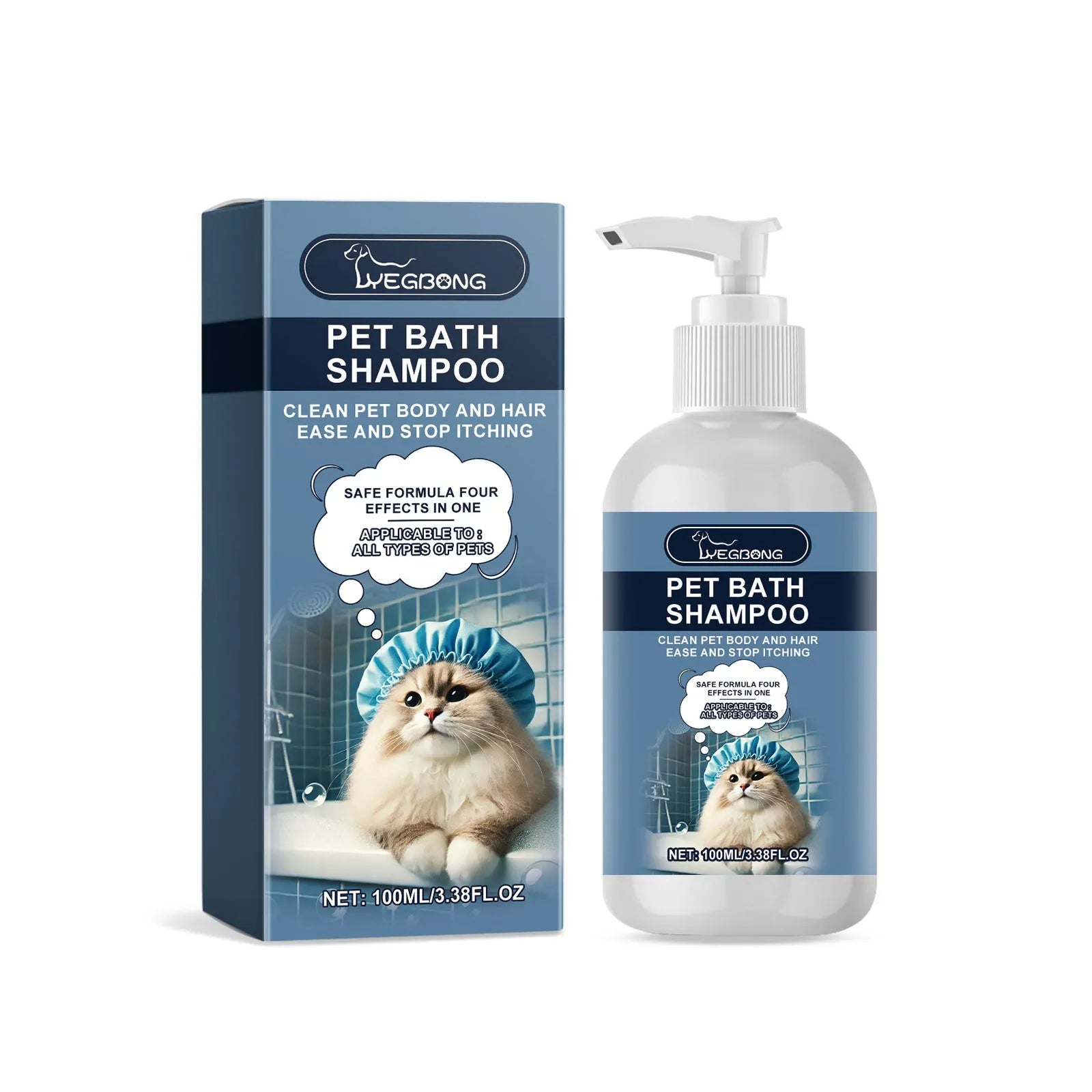 100ml bottle of cat and dog cleaning bath shampoo with milk and coconut oil