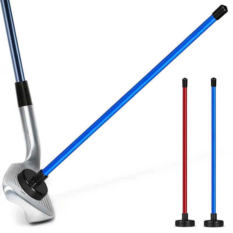 Aluminium alloy magnetic baseball bar golf swing alignment training tool in red and blue.