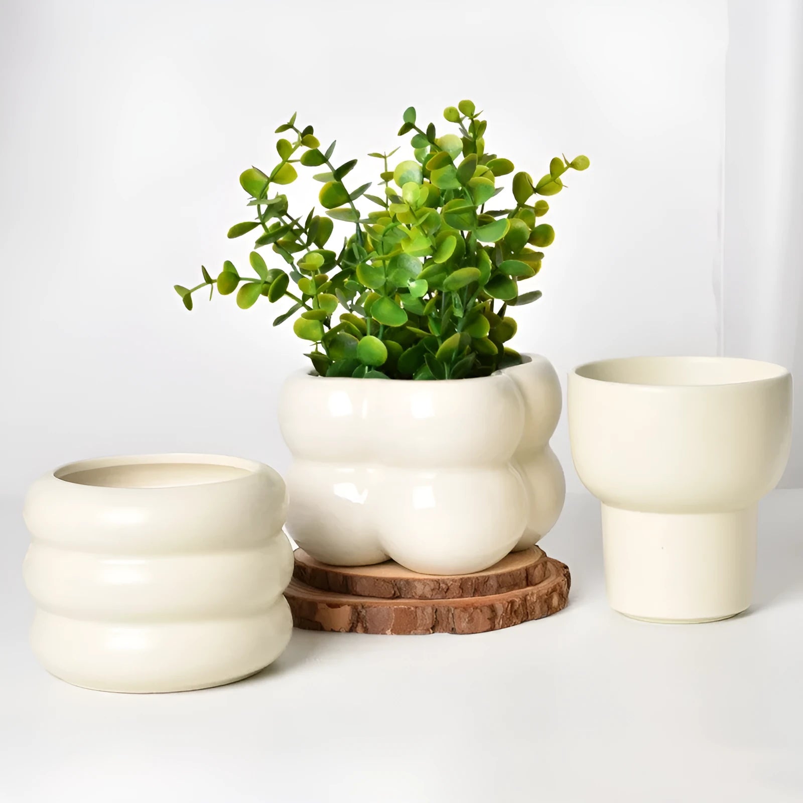 Roman column matte yellow ceramic flowerpot for indoor plant decoration