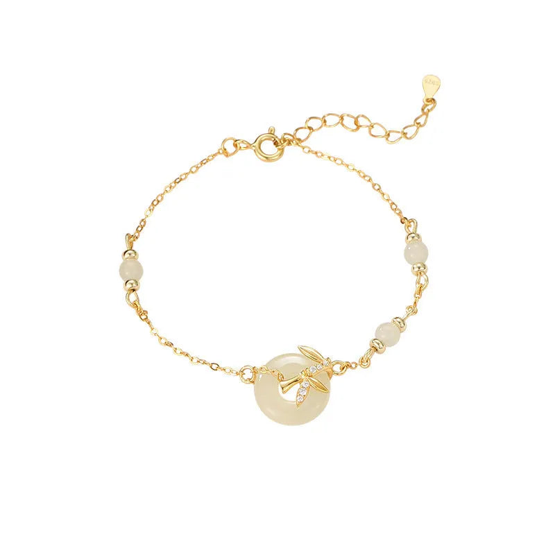 Women's antique style 925 silver bracelet with safety buckle closure and peace buckle decorative element