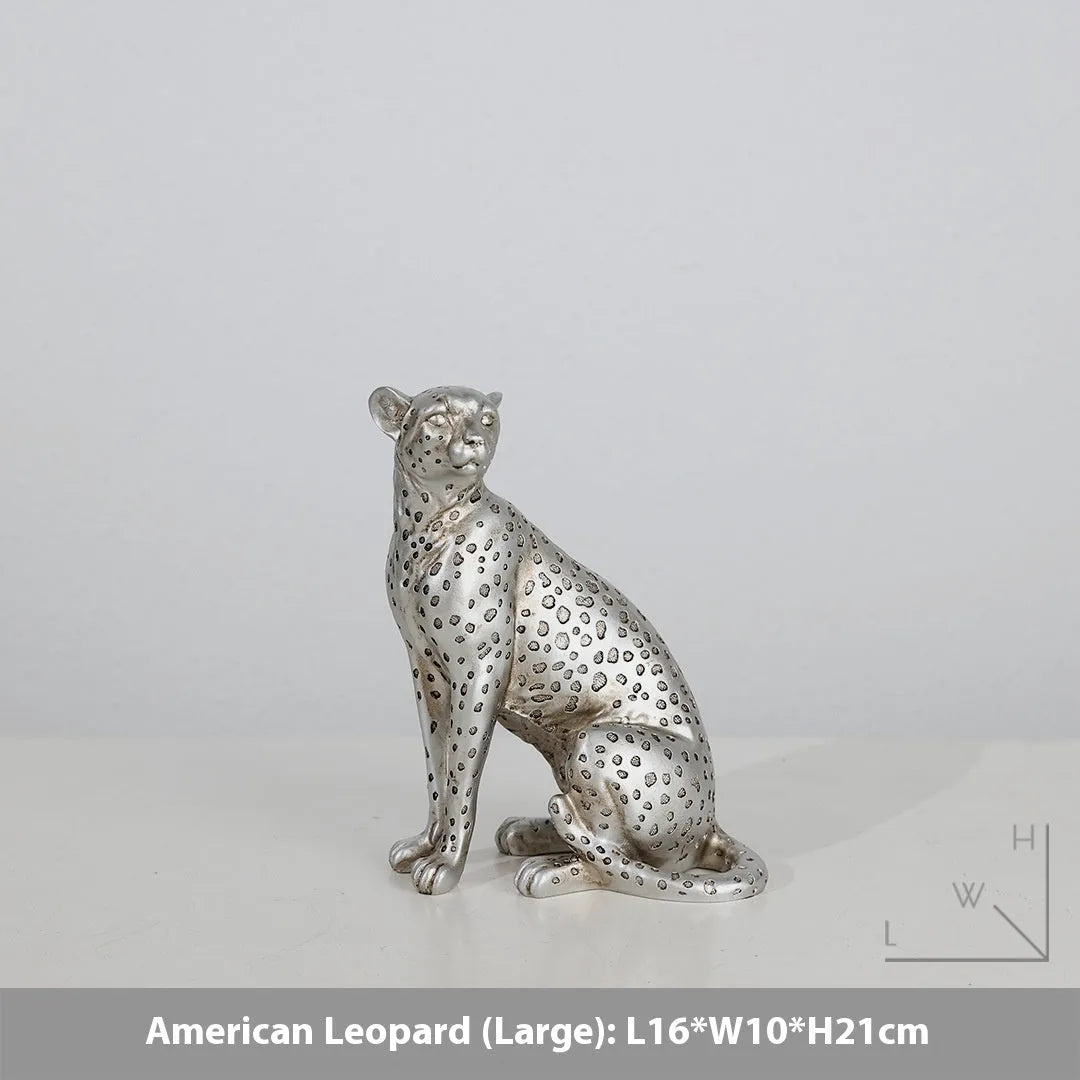Modern leopard resin figurine in American Leopard spots for home decoration.