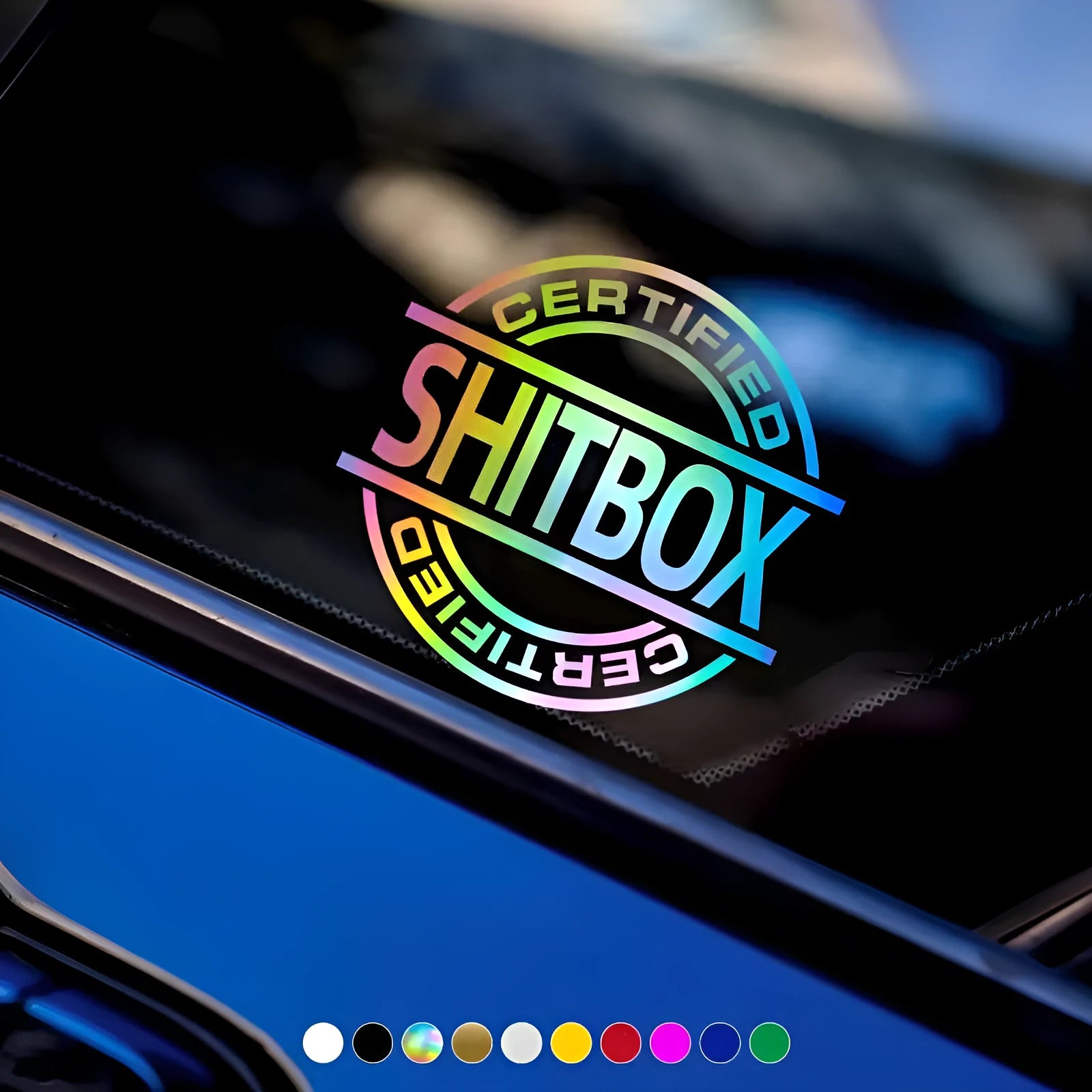 13x12cm creative vinyl car sticker in multiple colour options on a vehicle body panel.