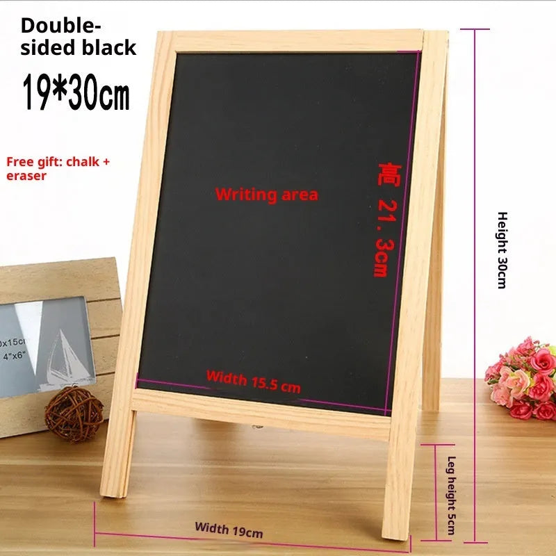 A-shaped double-sided wooden easel blackboard and white board 20 by 30 cm natural wood colour finish