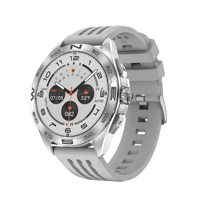 Black smartwatch with digital display showing heart rate and WhatsApp notification on a wrist.