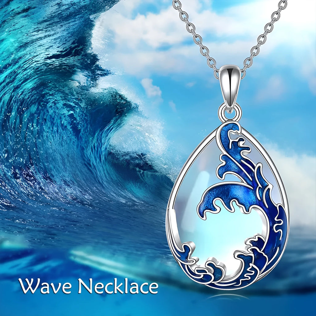 Blue heart-shaped alloy pendant on an adjustable chain necklace for women.