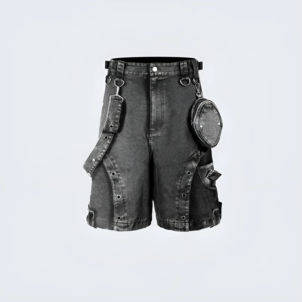 Women's high waist loose retro denim shorts in picture colour, shown on a model.