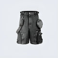 Women's high waist loose retro denim shorts in picture colour, shown on a model.