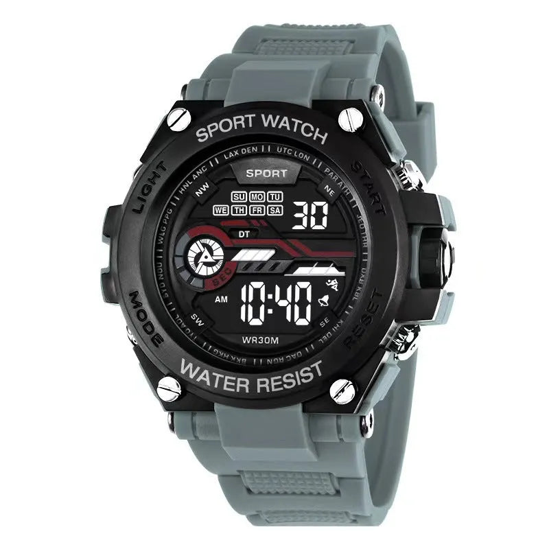 Digital fashion watch with silicone strap in multiple colour options for teenagers and students