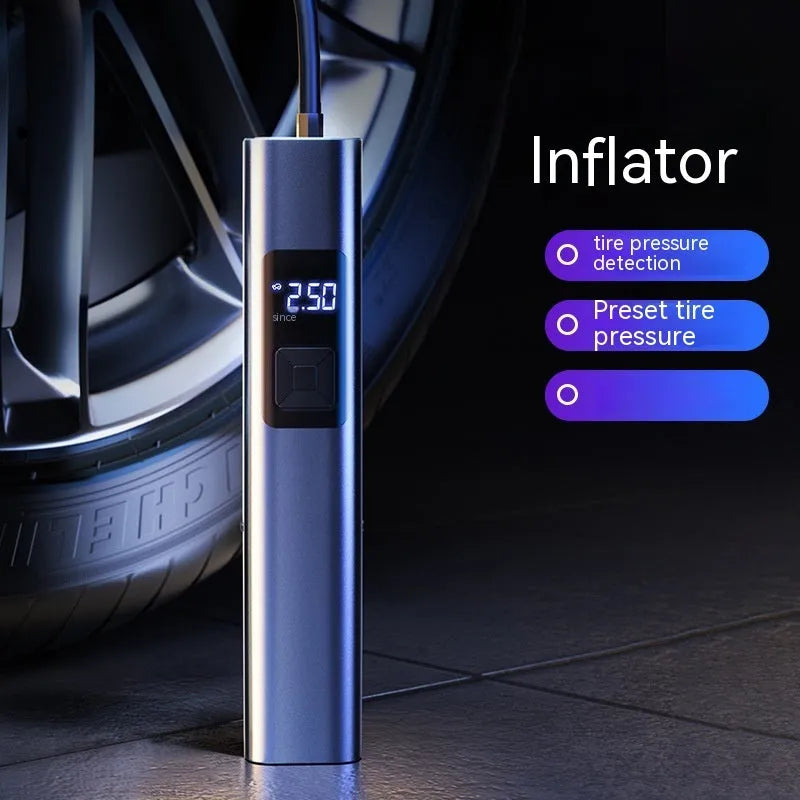 Wireless digital display car tyre inflator and vacuum cleaner with storage bag and accessories