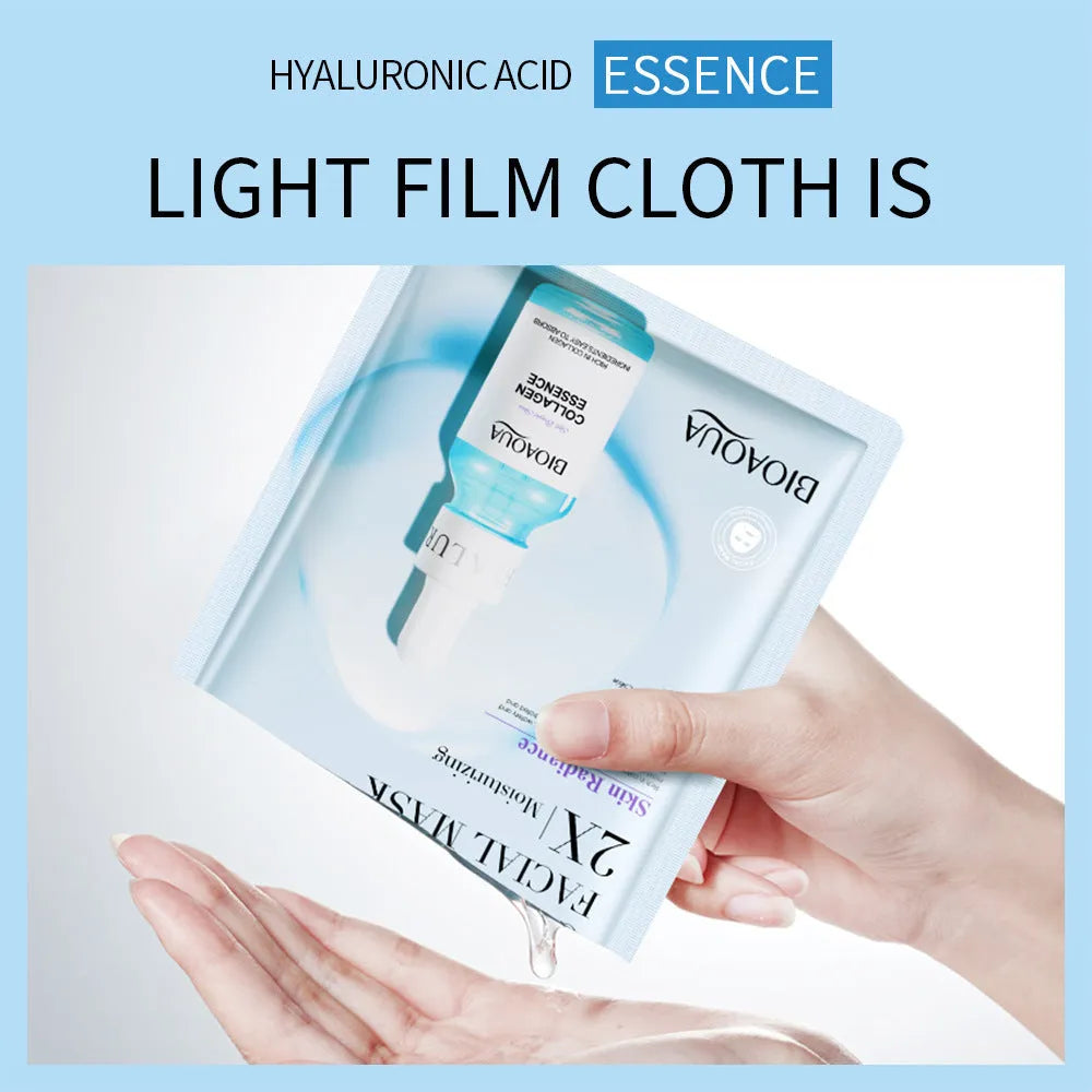 Single collagen facial sheet mask with 30g of clear gel on white background.