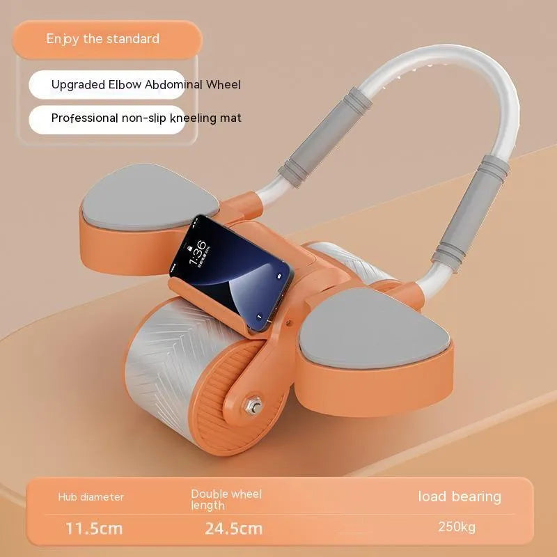 Women's automatic rebound elbow support AB roller with double wheels and mat, 250kg load capacity, blue and black colour option