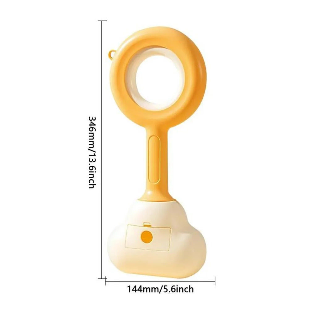 Blue dog pooper scooper with cloud-shaped jaw and comfortable grip handle for outdoor waste pickup