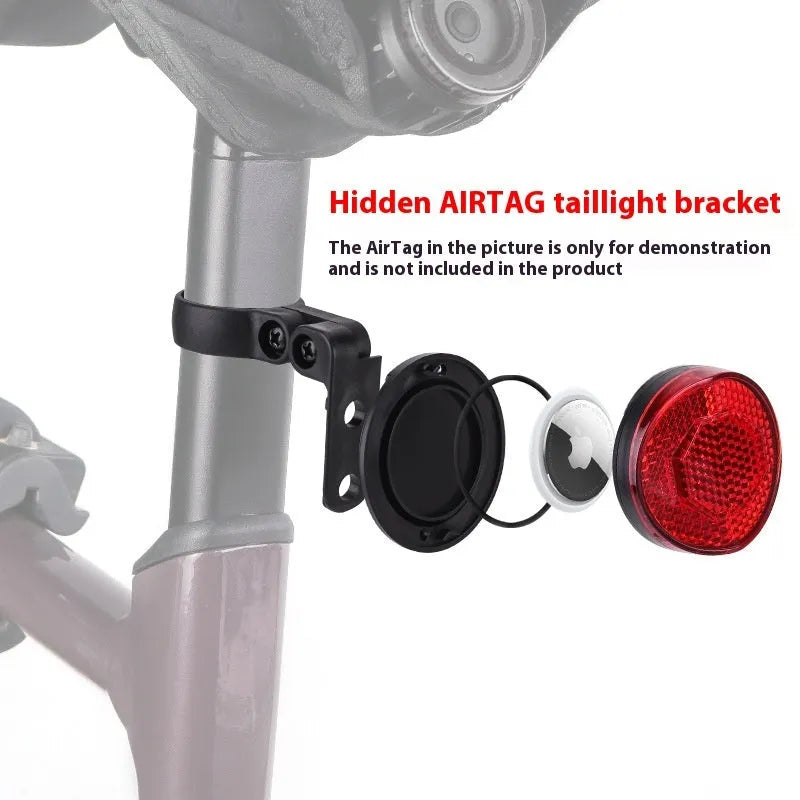 Red plastic bicycle seat post bracket for mounting a rear anti-theft taillight.