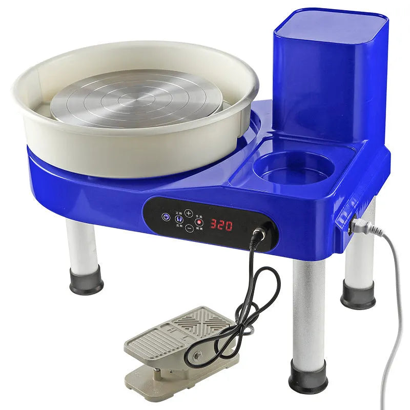Blue pottery drawing machine with 28cm aluminium alloy turntable and touch screen control panel