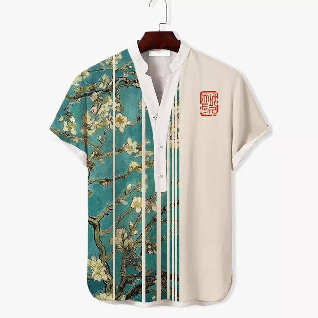 Men's 3D digital animal print short sleeve shirt in polyester fabric available in multiple colours