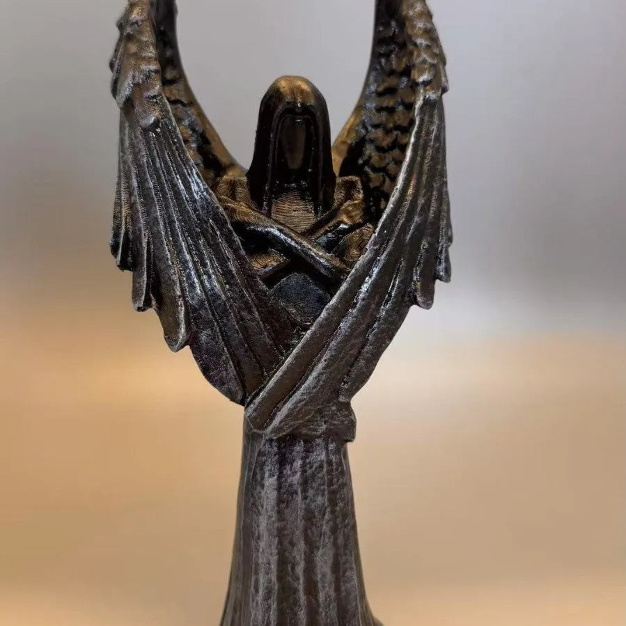 Dark angel resin statue ornament measuring 6.5cm wide by 5cm deep by 17cm tall