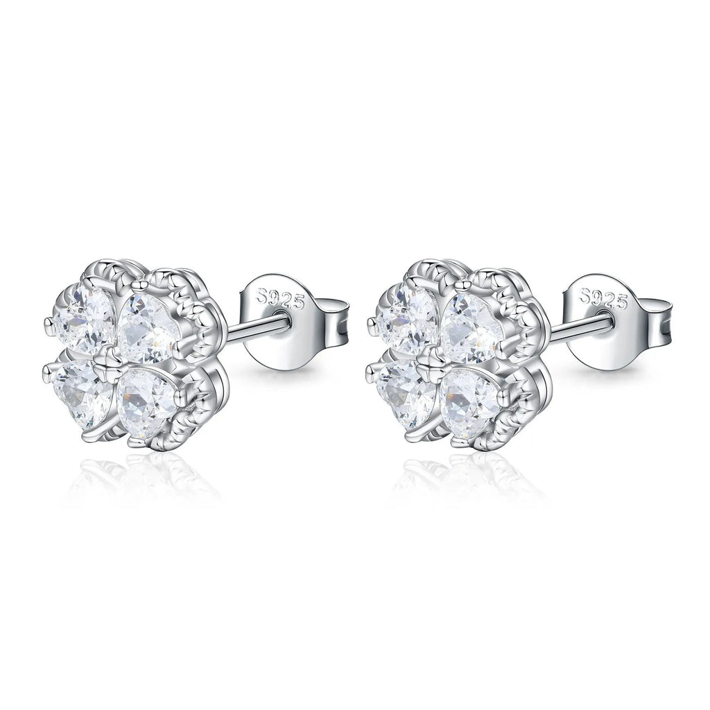 Zeng Yin 925 silver heart-shaped zircon earrings with a white gold colour finish.