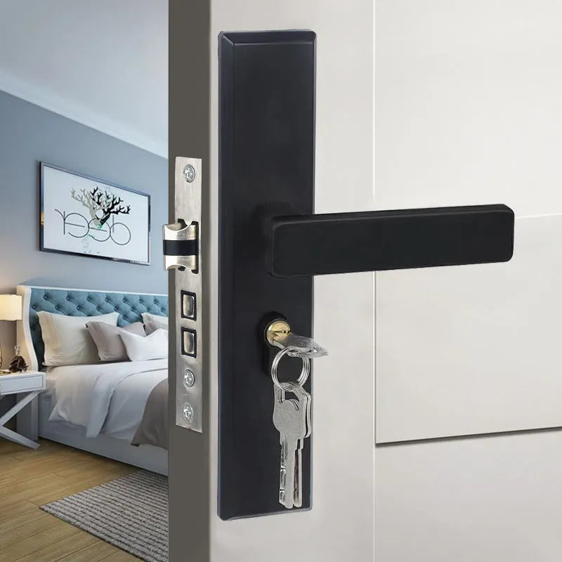 Indoor split magnetic door lock handle for timber doors in aluminum alloy construction