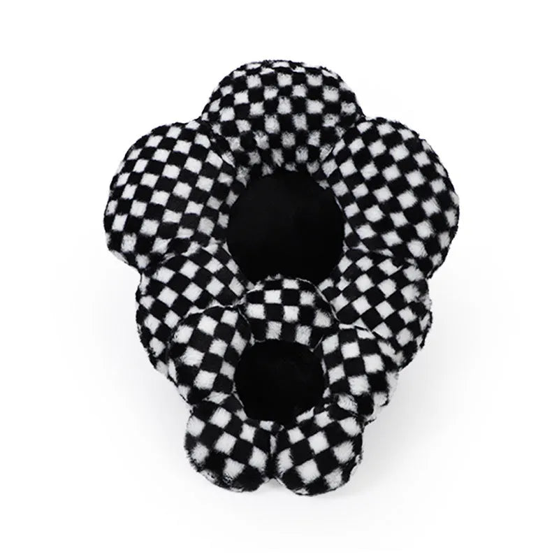 Creative floral plaid car neck pillow with plush fabric and pp cotton filling in multiple style options