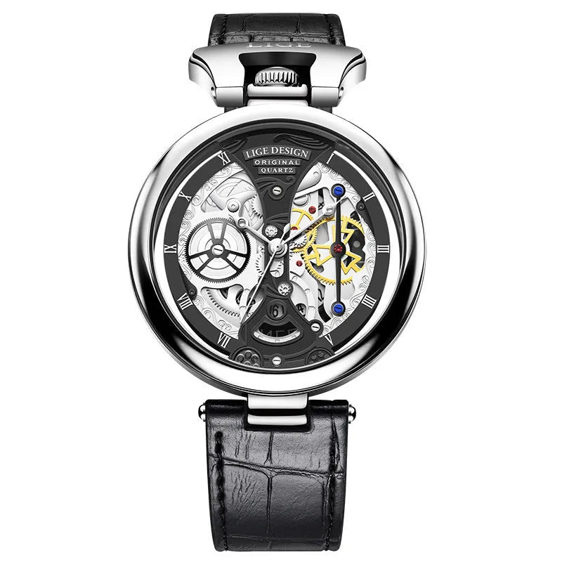 Men's casual waterproof wrist watch 13mm zinc alloy case belt strap stainless steel buckle