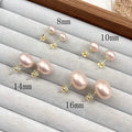 Cube sugar imitation pearl earrings for women, geometric style studs with electroplating