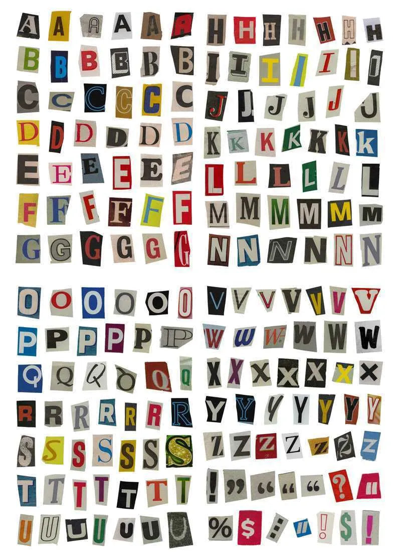 A4 sheet of colourful English alphabet, number, and word stickers in a cute style for decoration and organisation.