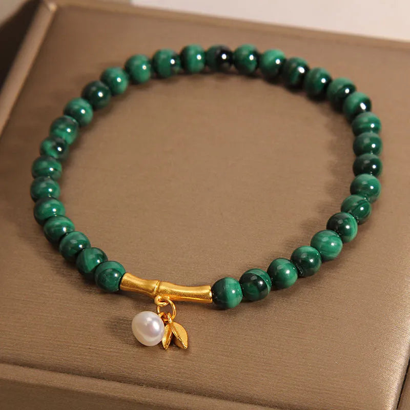 White Crystal women's bracelet with bamboo pattern design on wrist