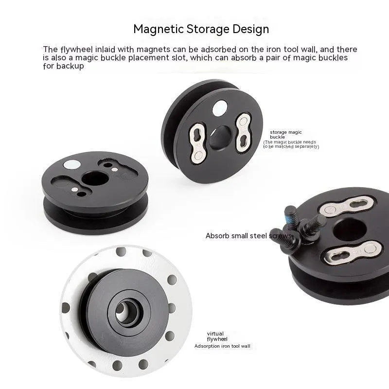 Aluminum alloy bicycle chain holder and stopper tool for maintenance and washing.