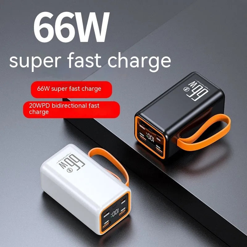 20000 mAh fast charge power bank in black or white plastic casing