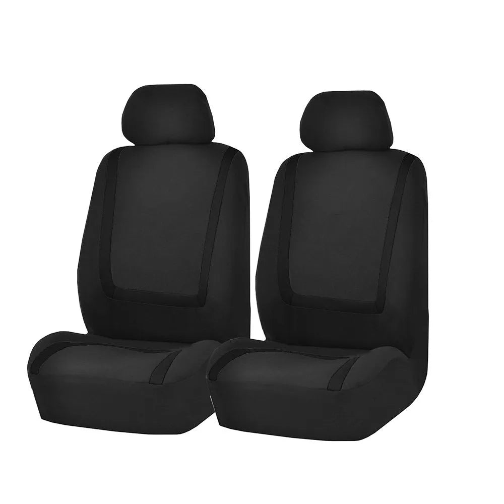 Fully enclosed car seat cover set showing fabric material and multiple colour combination options