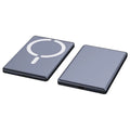 Ultra-thin magnetic power bank with alloy casing in black, grey, silver, or violet