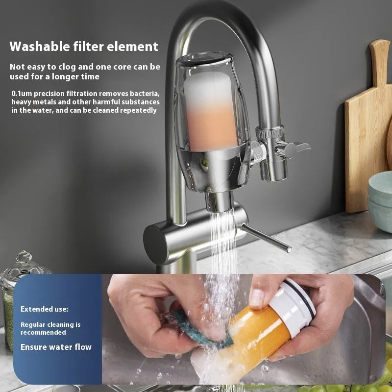Ceramic faucet water filter element for direct drinking water purification