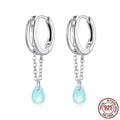 S925 sterling silver double-layer water drop ear clip with glaze finish and polished surface, colour BSE1199, pair