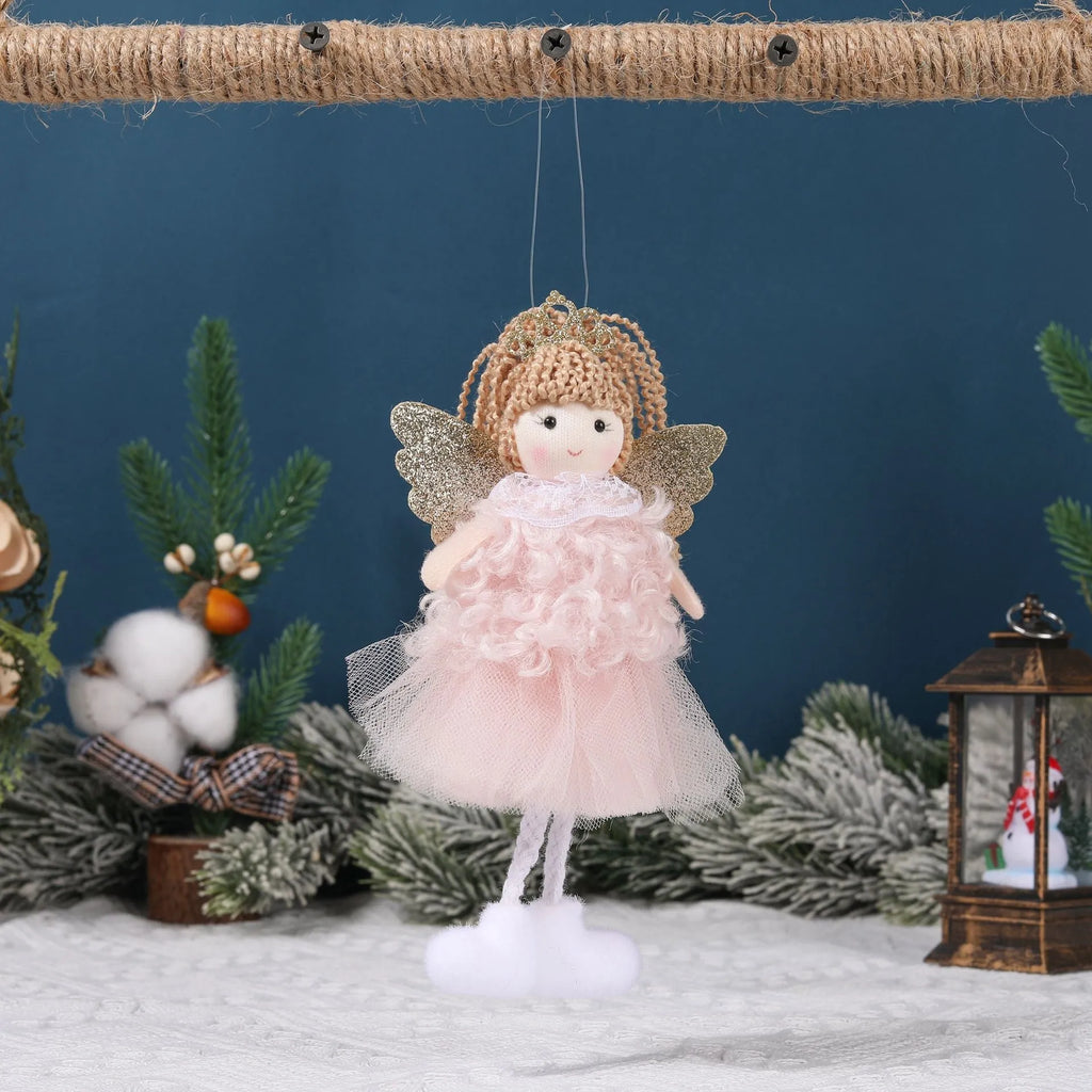 Cartoon angel fabric hair pendant clip for Christmas high ponytails on girls.
