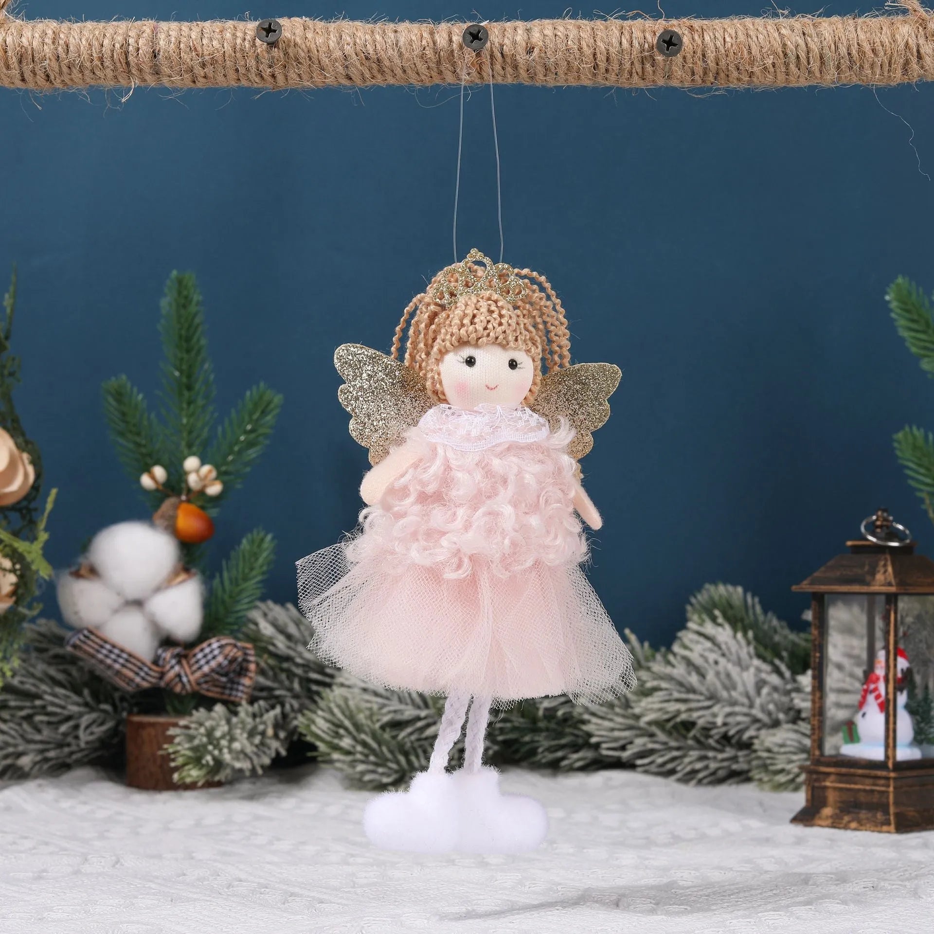 Cartoon angel fabric hair pendant clip for Christmas high ponytails on girls.