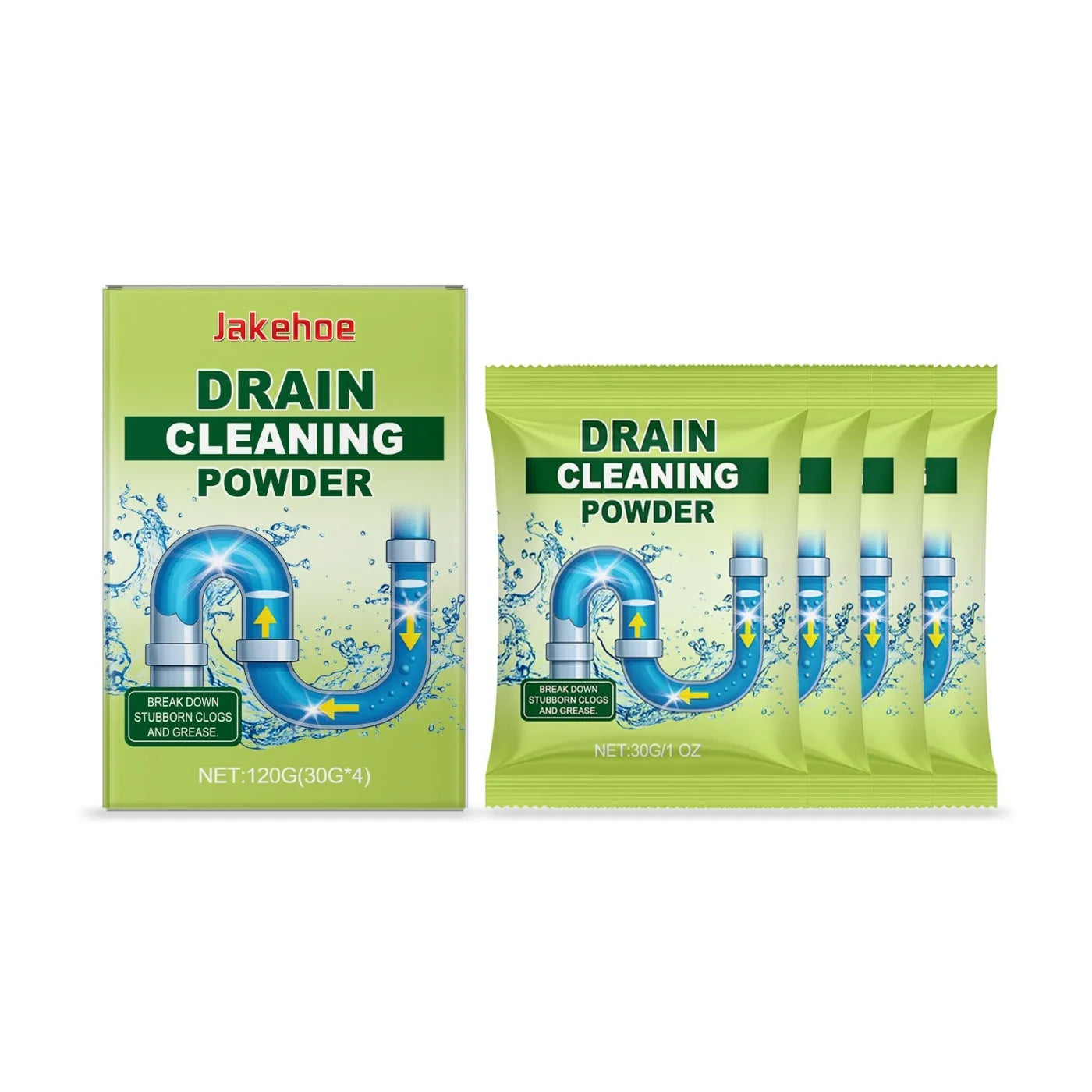 120g container of drain cleaning powder for unblocking sinks and drains