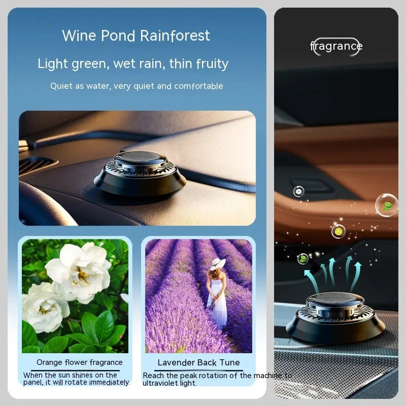 Solar electromagnetic de-icing car aromatherapy decoration on vehicle dashboard