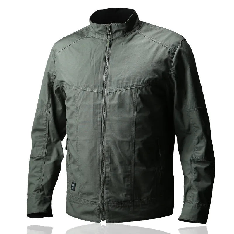 Men's brown polyester Outdoor Tactics Assassin Jacket with a camouflage pattern option displayed.