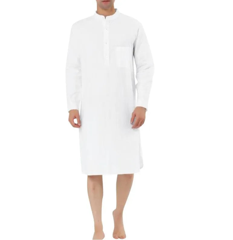 Men's cotton shirt robe with kangaroo pocket available in multiple colours and sizes