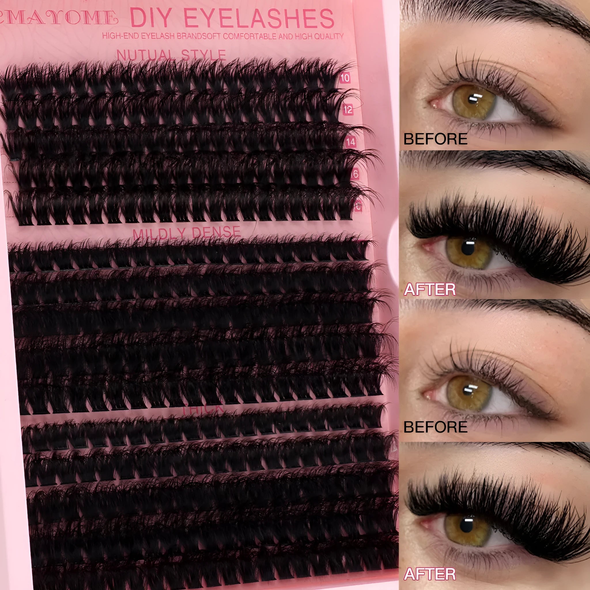 Segment single cluster DIY false eyelash extension suit with application tweezers